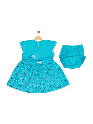 blue cotton blend frock - 17539244 - Standard Image - 2