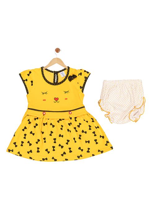 yellow cotton blend frock - 17539249 - Standard Image - 1