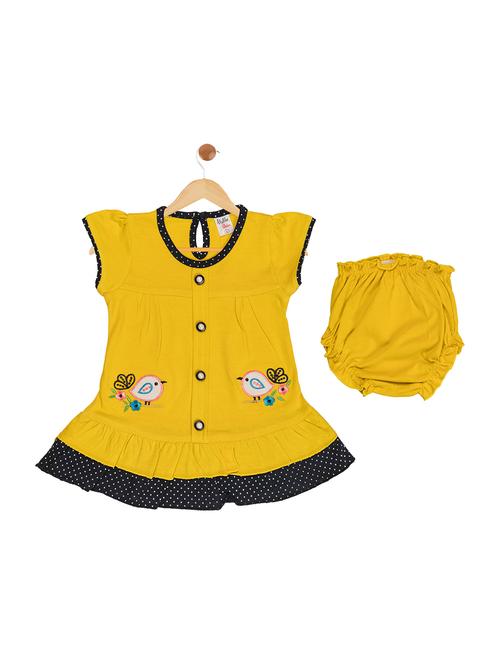 yellow cotton blend frock - 17539266 - Standard Image - 1