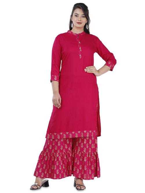 gold print kurta sharara set - 17539308 - Standard Image - 1