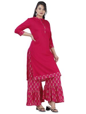 gold print kurta sharara set - 17539308 - Standard Image - 2