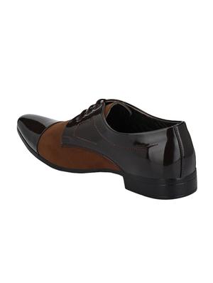 brown synthetic & mesh laceup derbies - 17539372 - Standard Image - 3