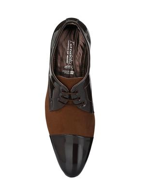 brown synthetic & mesh laceup derbies - 17539372 - Standard Image - 4