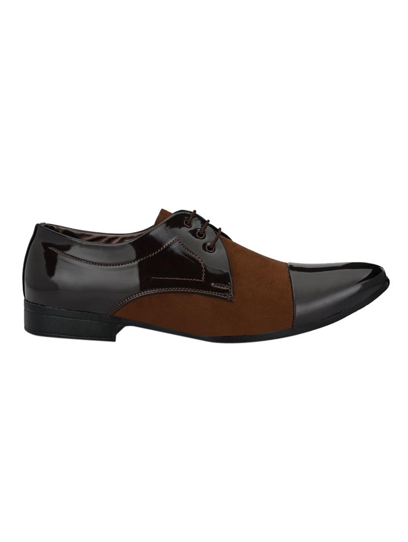 brown synthetic & mesh laceup derbies - 17539372 - Zoom Image - 2