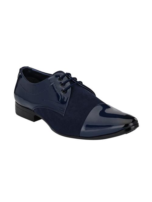 blue synthetic & mesh laceup derbies - 17539375 - Standard Image - 1