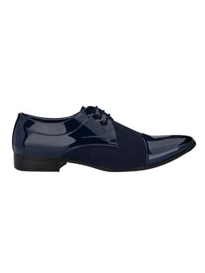 blue synthetic & mesh laceup derbies - 17539375 - Standard Image - 2