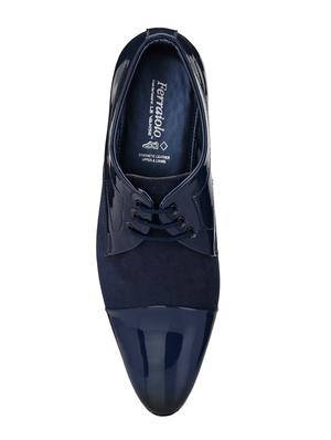 blue synthetic & mesh laceup derbies - 17539375 - Standard Image - 4
