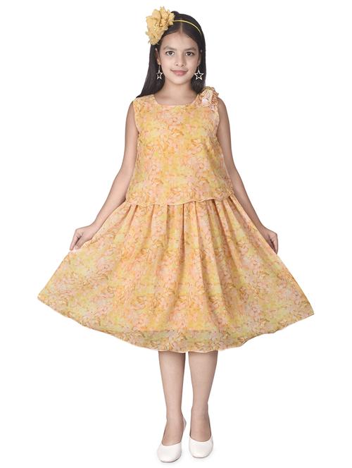 orange layered floral frock - 17539420 - Standard Image - 1