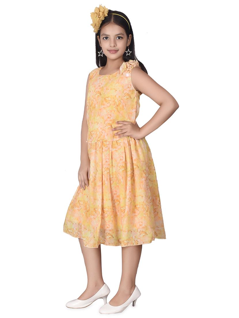orange layered floral frock - 17539420 - Zoom Image - 2