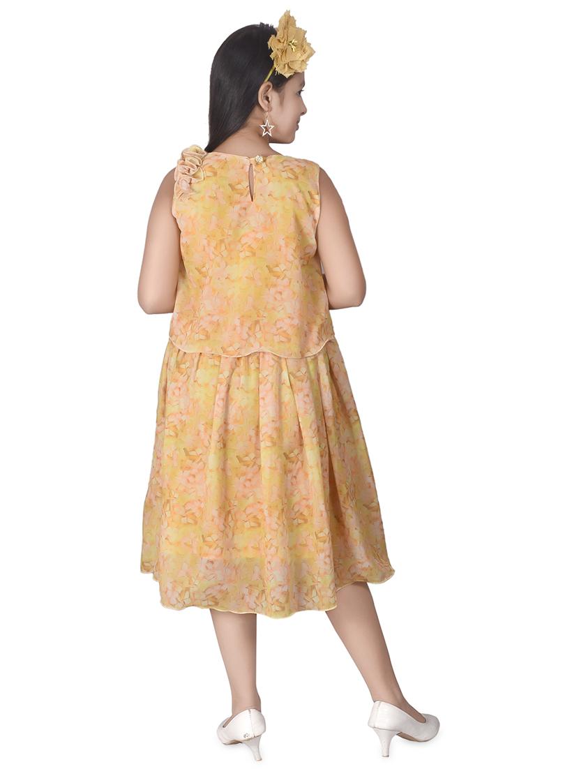 orange layered floral frock - 17539420 - Zoom Image - 3