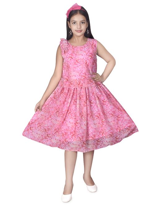 pink layered floral frock - 17539421 - Standard Image - 1