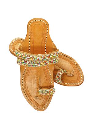 multi colored leather slip on kolhapuris - 17539705 - Standard Image - 3