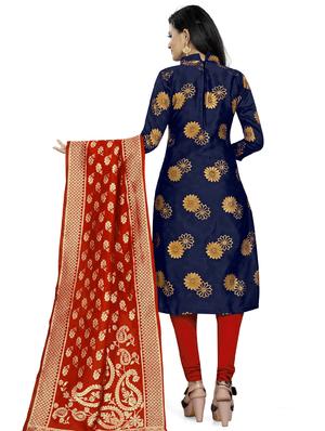 zari work churidaar unstitched suit - 17539717 - Standard Image - 3