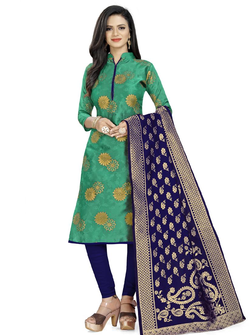 zari work churidaar unstitched suit - 17539718 - Zoom Image - 1