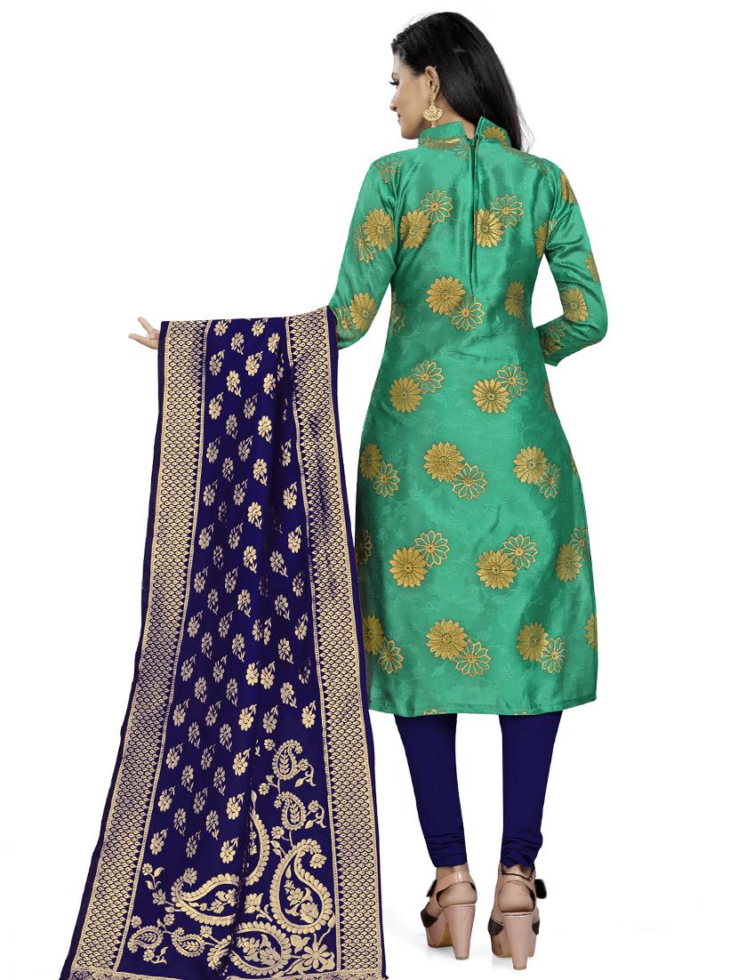 zari work churidaar unstitched suit - 17539718 - Zoom Image - 3