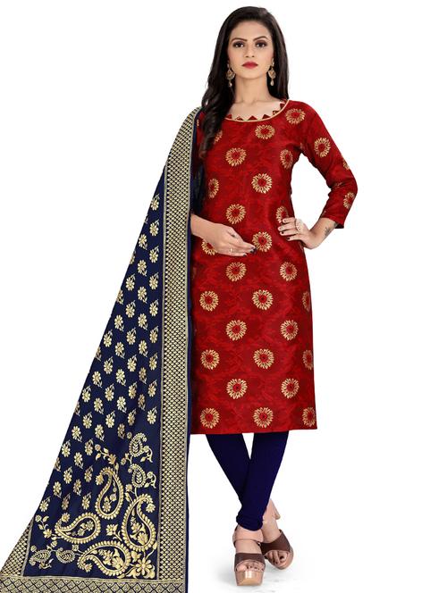 zari work churidaar unstitched suit - 17539730 - Standard Image - 1