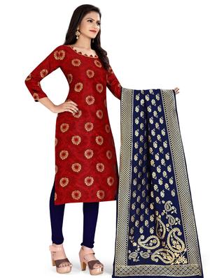 zari work churidaar unstitched suit - 17539730 - Standard Image - 2