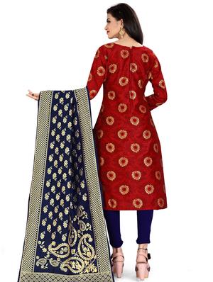 zari work churidaar unstitched suit - 17539730 - Standard Image - 3