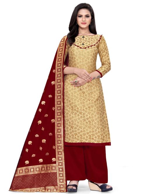 zari work palazzo unstitched suit - 17539731 - Very Small Image - 1