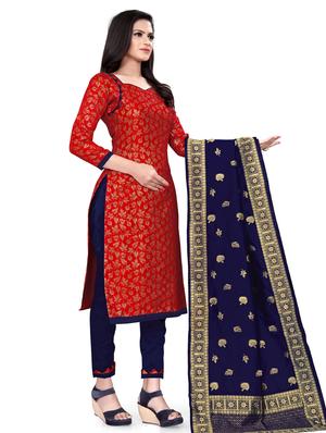 zari work churidaar unstitched suit - 17539735 - Standard Image - 2