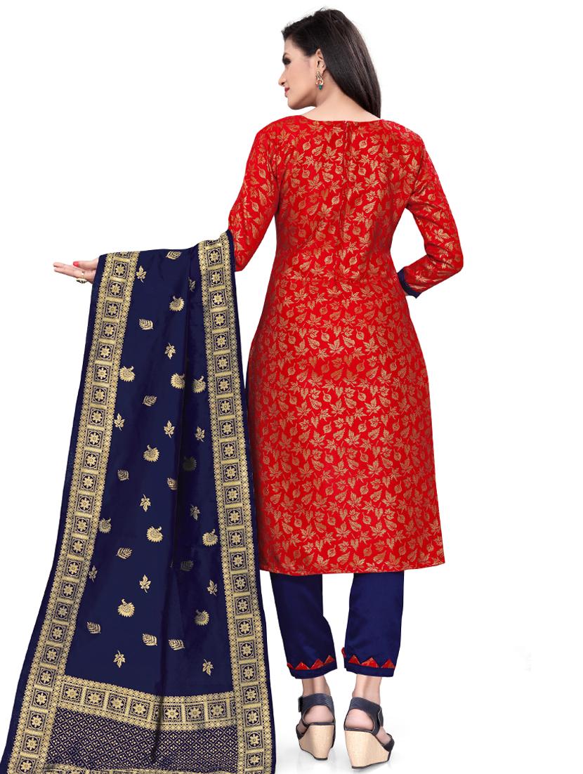 zari work churidaar unstitched suit - 17539735 - Zoom Image - 3