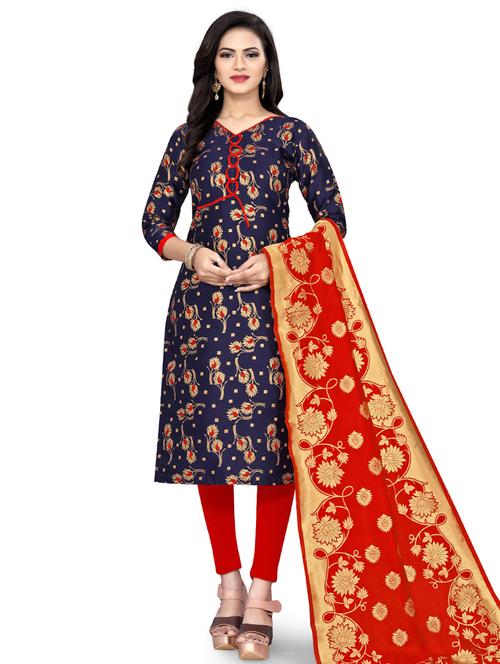 zari work churidaar unstitched suit - 17539737 - Standard Image - 1