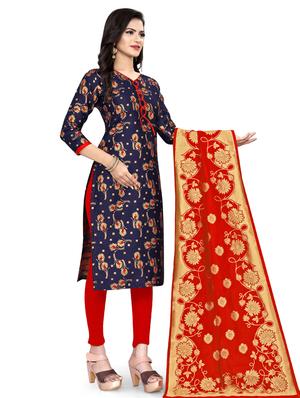 zari work churidaar unstitched suit - 17539737 - Standard Image - 2