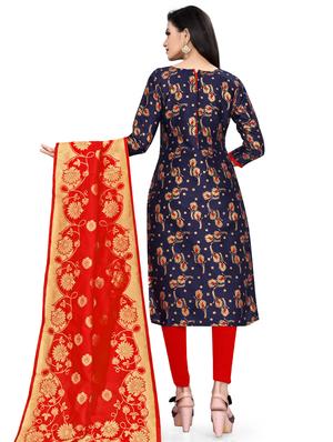 zari work churidaar unstitched suit - 17539737 - Standard Image - 3