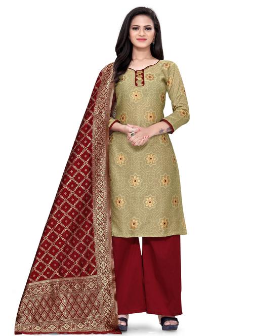 zari work palazzo unstitched suit - 17539749 - Standard Image - 1