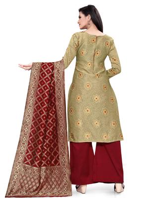 zari work palazzo unstitched suit - 17539749 - Standard Image - 3
