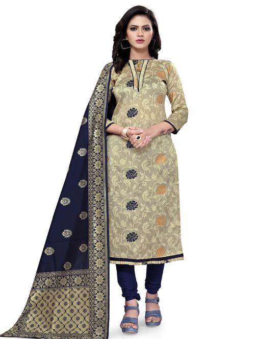 zari work churidaar unstitched suit - 17539750 - Standard Image - 1