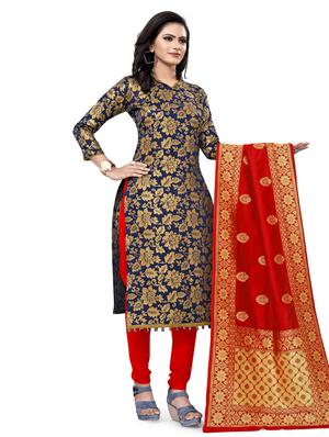 zari work churidaar unstitched suit - 17539766 - Standard Image - 2