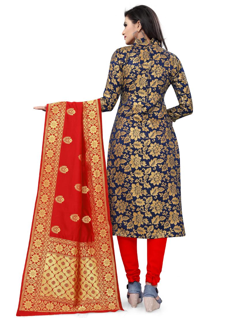 zari work churidaar unstitched suit - 17539766 - Zoom Image - 3