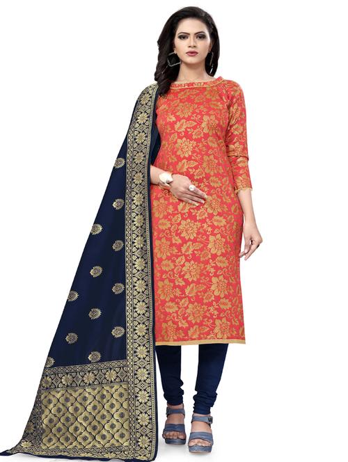 zari work churidaar unstitched suit - 17539767 - Standard Image - 1