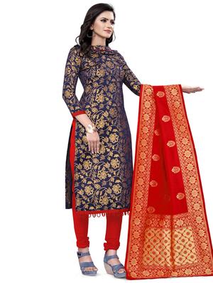 zari work churidaar unstitched suit - 17539768 - Standard Image - 2