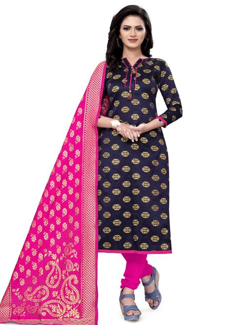 zari work churidaar unstitched suit - 17539780 - Standard Image - 1
