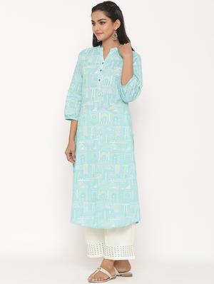 printed kurta palazzo set - 17539796 - Standard Image - 2
