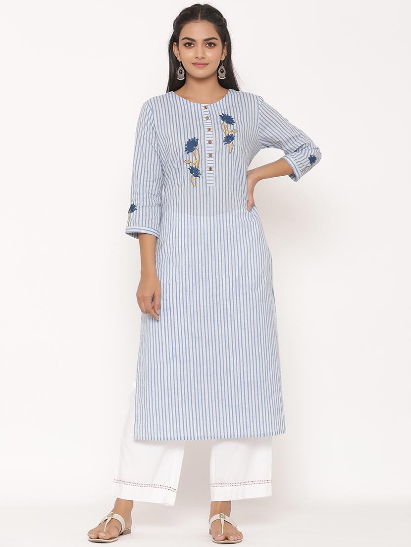 striped kurta palazzo set - 17539800 - Zoom Image - 1