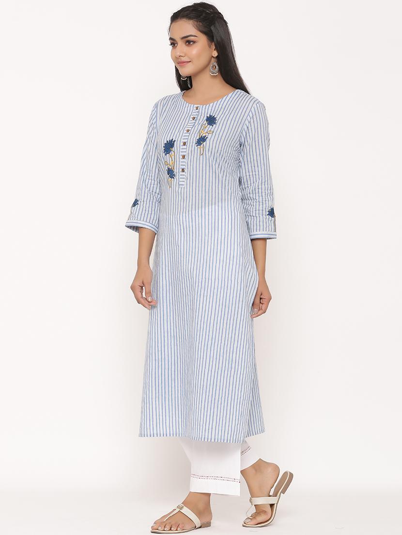 striped kurta palazzo set - 17539800 - Zoom Image - 2