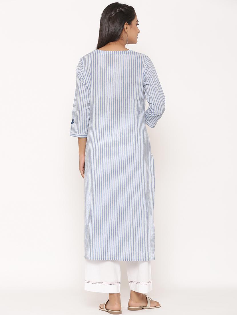 striped kurta palazzo set - 17539800 - Zoom Image - 3
