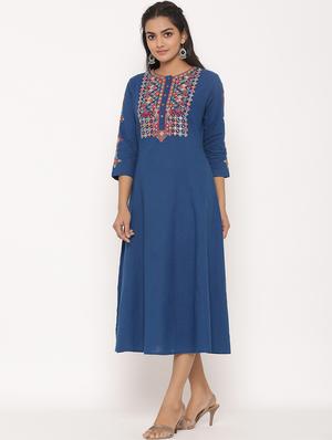 embroidered flared ethnic dress - 17539811 - Standard Image - 2