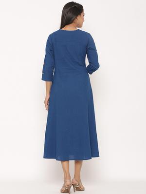 embroidered flared ethnic dress - 17539811 - Standard Image - 3