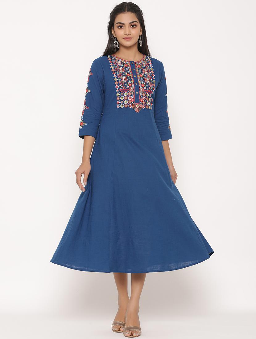 embroidered flared ethnic dress - 17539811 - Zoom Image - 1