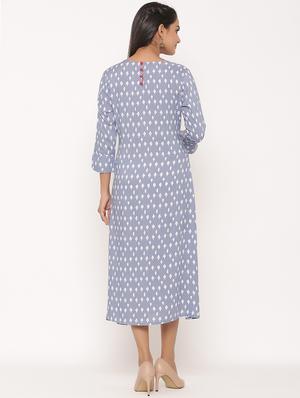 printed a-line ethnic dress - 17539815 - Standard Image - 3