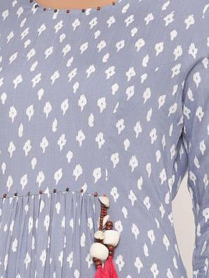 printed a-line ethnic dress - 17539815 - Standard Image - 4