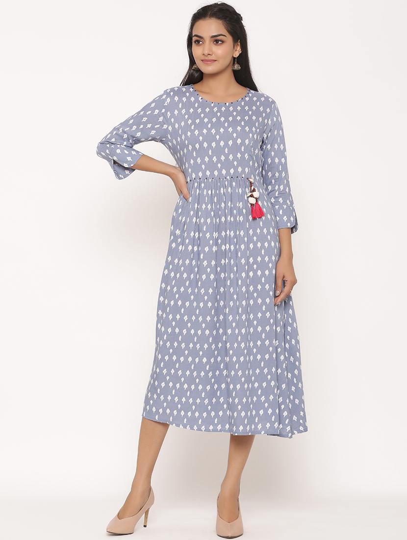 printed a-line ethnic dress - 17539815 - Zoom Image - 1