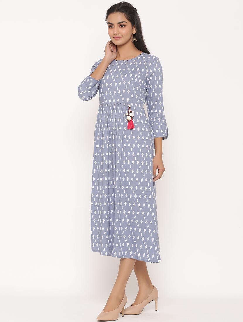 printed a-line ethnic dress - 17539815 - Zoom Image - 2