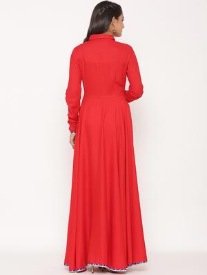 solid flared ethnic dress - 17539817 - Standard Image - 3