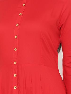 solid flared ethnic dress - 17539817 - Standard Image - 4