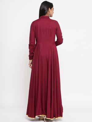 solid flared ethnic dress - 17539819 - Standard Image - 3